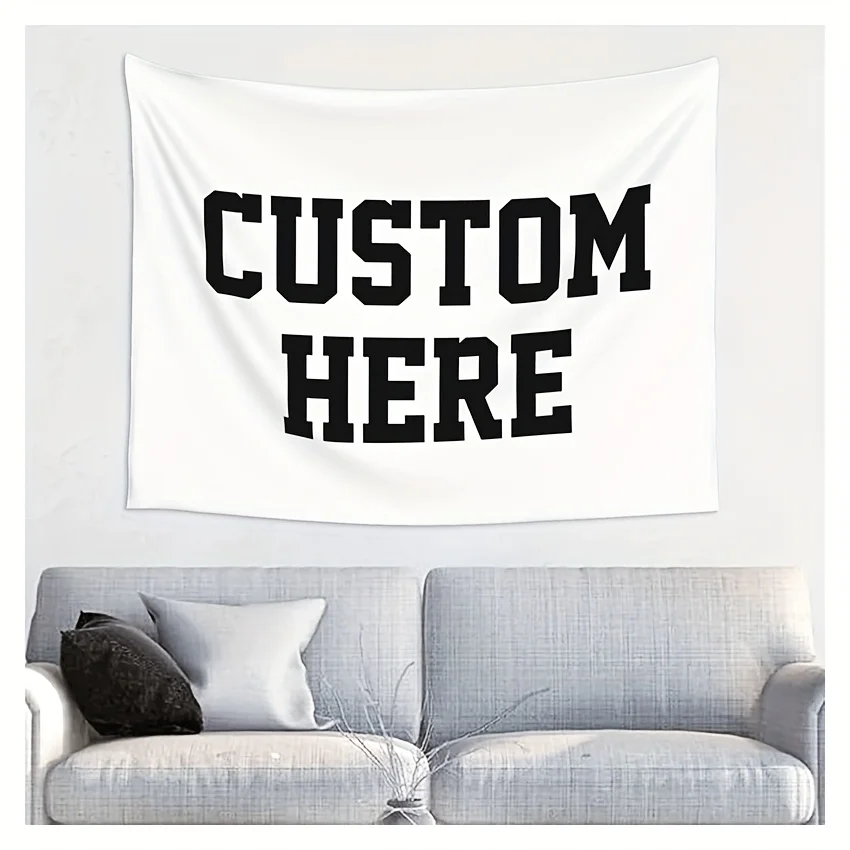 1 pieza tapicería poliéster personalizado - 37,4" x 28,7" |   Pared colgante personalizado con texto "CUSTOM HERE" |   Ial para s