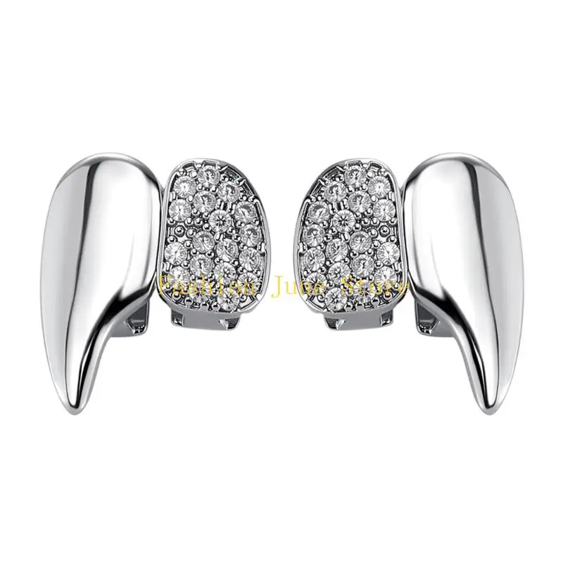 N5KA 2Pcs Stylish Cool Silver/Gold Vampires Teeth Grillzs Accessory Set