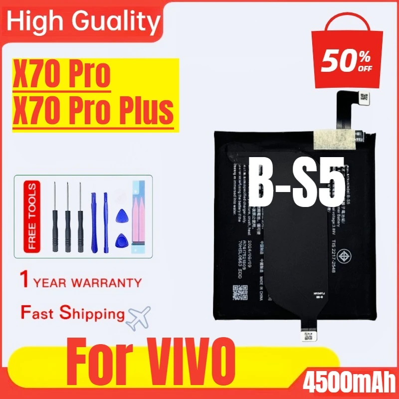 B-S5 for VIVO X70 Pro Plus Mobile Phone Battery High Quality High Capacity Battery Replacement Bateria with Tools
