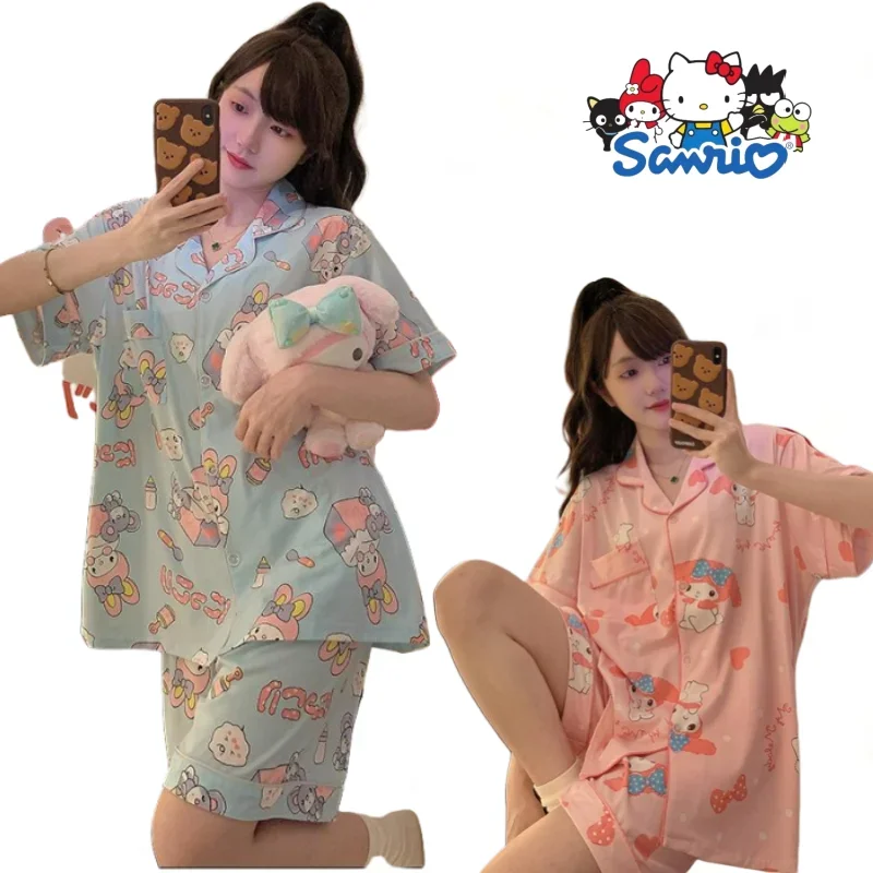 Sanrio Melody Plus-size Short-sleeved Pajamas Set Can Wear 150KG Comfortable Home Clothes Girls Bedroom Dormitory Christmas Gift