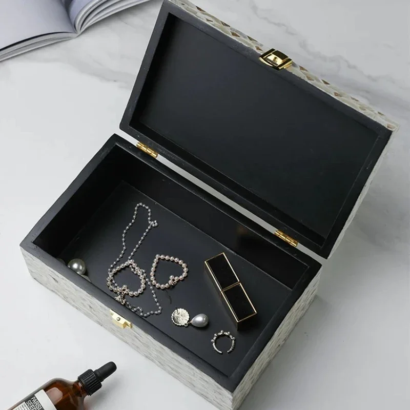 American Style Shell Jewelry Case High End Vanity Storage Box for Rings Necklace Decor Trinket Organizer Exquisite Lid Container