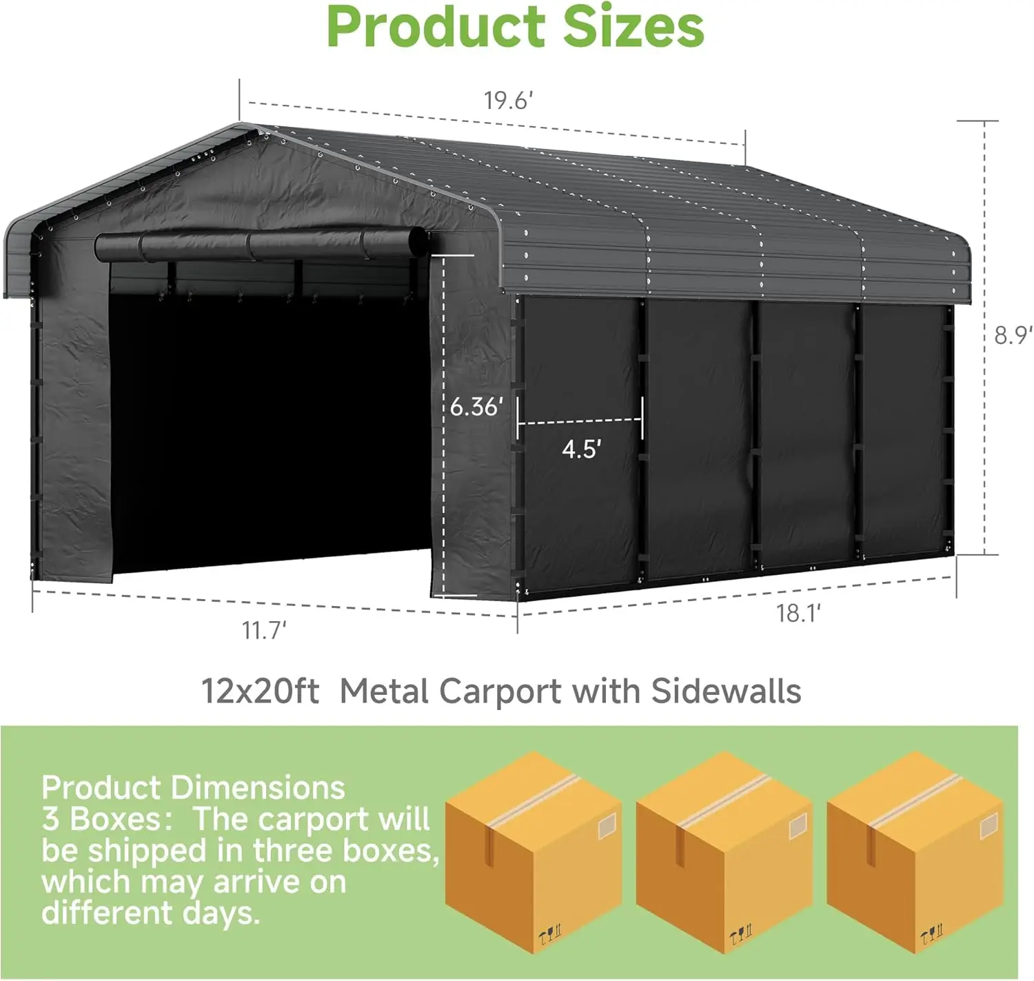 Heavy Duty Galvanized Steel Carport Modern Minimalist Outdoor Shelter Powder Coated Frame Waterproof Sunscreen Custom Size view 2