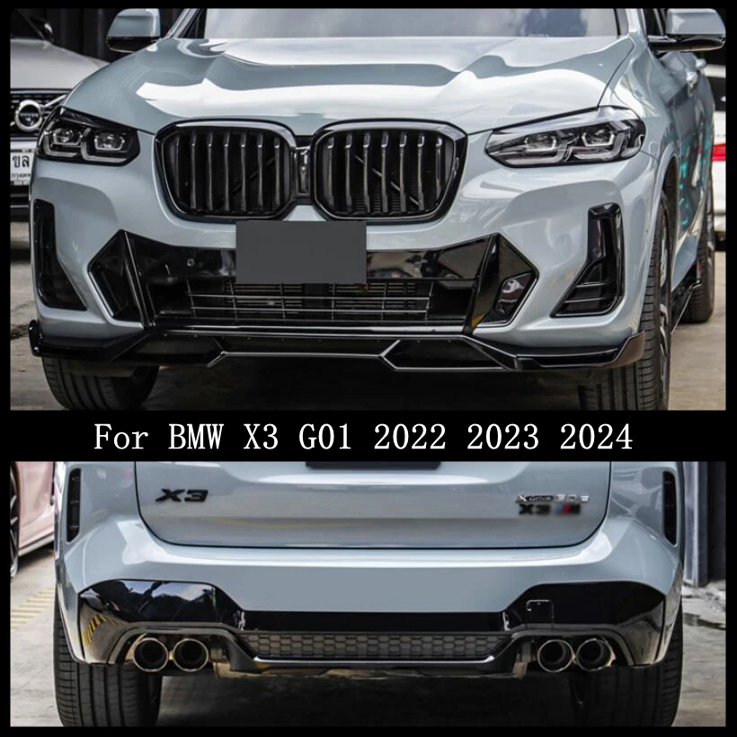 

For BMW X3 G01 2022 2023 2024 Front Lip Rear Diffuser Body Side Skirt Kit Spoiler Grill Rearview Mirror High Quality ABS Black