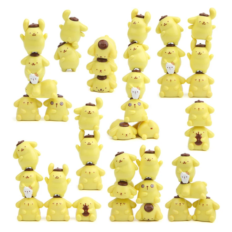 11Pcs/Set Sanrio Cartoon Cute Pompompurin Stacking Ornaments Kawaii Toys Anime Action Figure Model Toys for Girls Birthday Gift