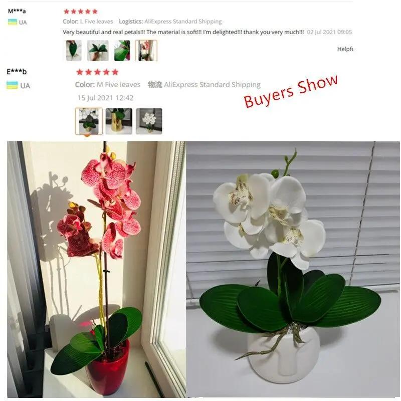 محاكاة النباتات فالاينوبسيس ورقة الزهور الزخرفية المواد المساعدة ورود للزينة أوراق السحلية ديكور المشهد الصغير