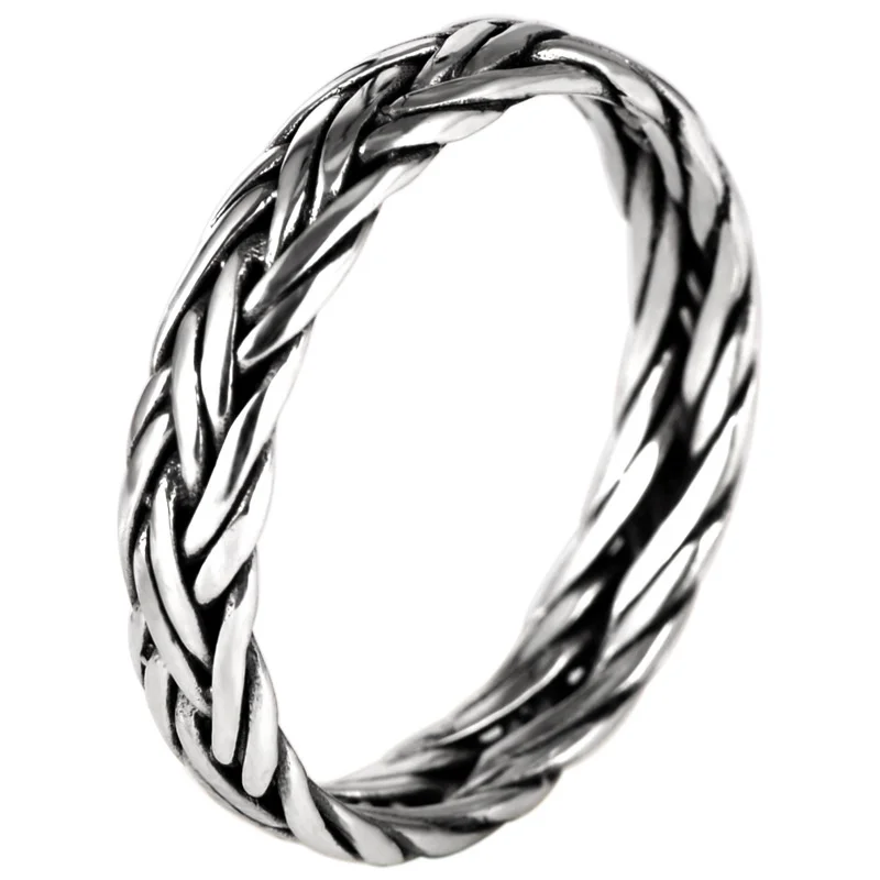 

BOCAI S925 Sterling Silver Rings for Women Men Retro Two Three Wires Weaven Solid Argentum New Fashion Jewelry Wholesale