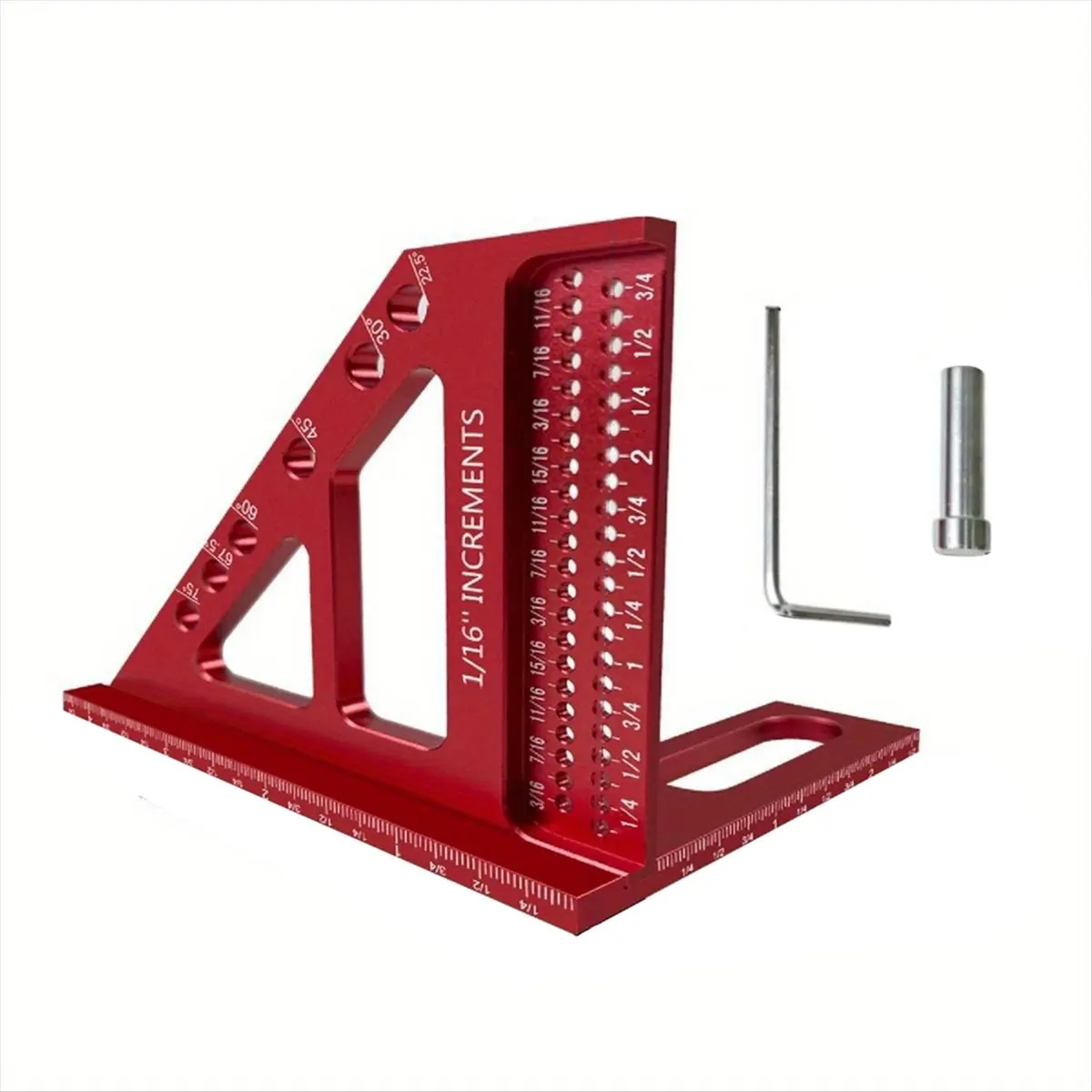 DT35BG Aluminum Miter Triangle Ruler - 3D Multi-Angle Woodworking Square Protractor - Enhanced Hole Scriber - High Accuracy B