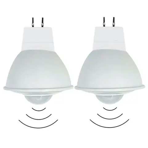2-Piece 12V PIR LED Light Bulb 4W GU5.3 Low Volt MR16 Sensitive Light Motion Sensor for Stairs Garage Corridor Walkway Hallway