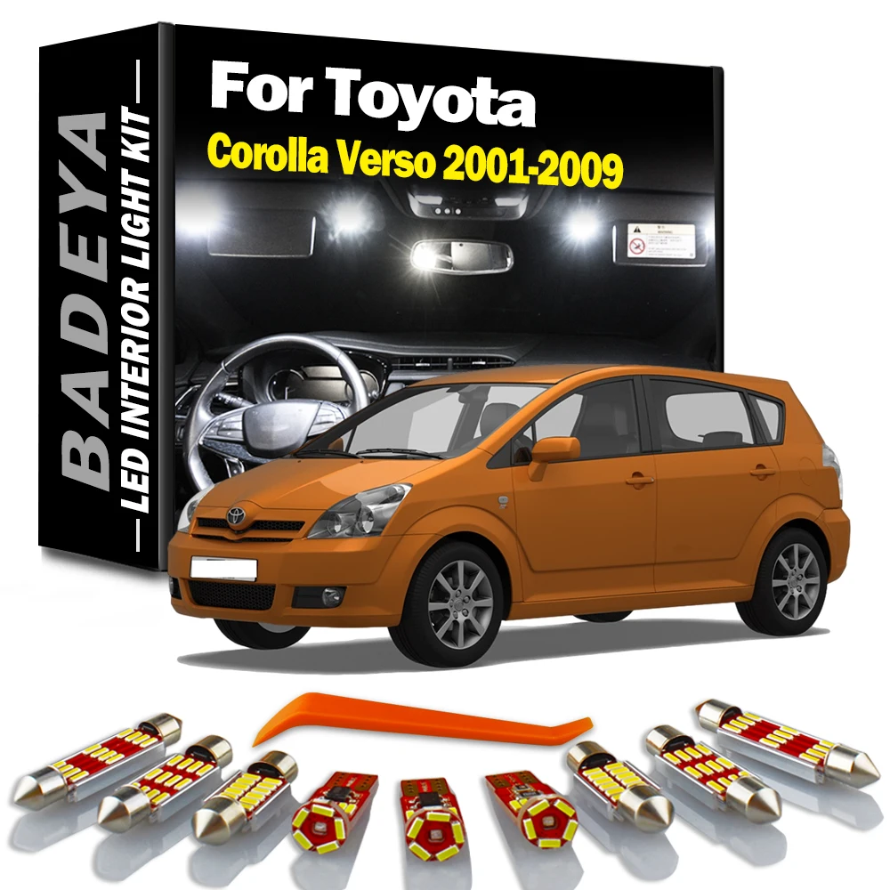 

BADEYA Canbus Car LED Interior Map Dome Light Kit For Toyota Corolla Verso 2001- 2005 2006 2007 2008 2009 License Plate Bulbs
