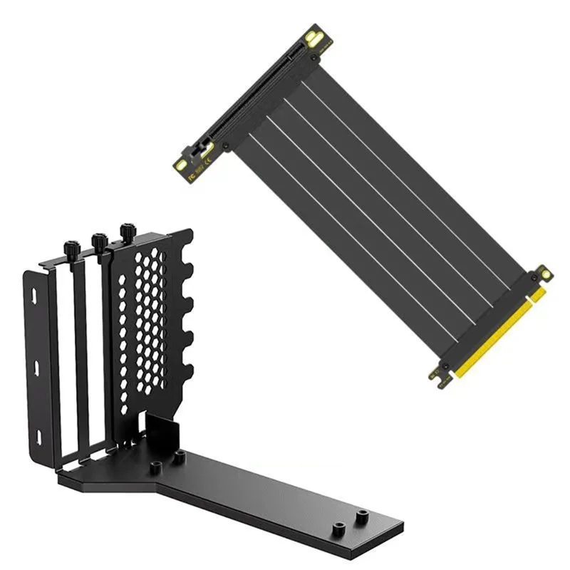 

AED7-Industrial PCIE X16 Riser Cable Extension Graphics Card Holder Vertical Aluminum Alloy Video Card Bracket