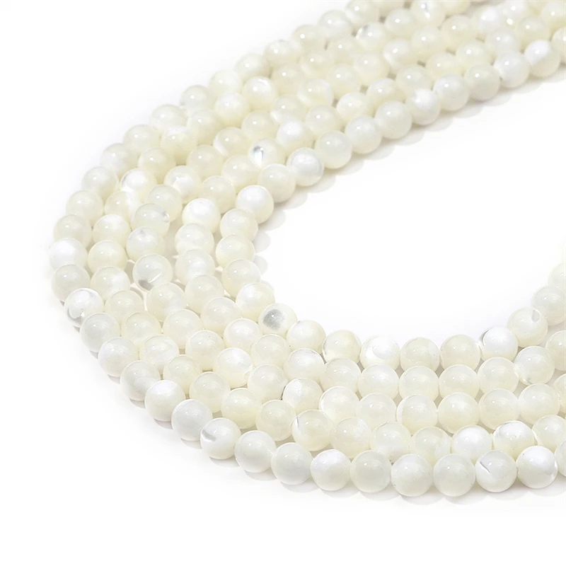 2/3/5/6mmWholesale Natural shell Beaded White Round shape craft shell loose beads For jewelry making DIY Bracelet necklace acces - view 5