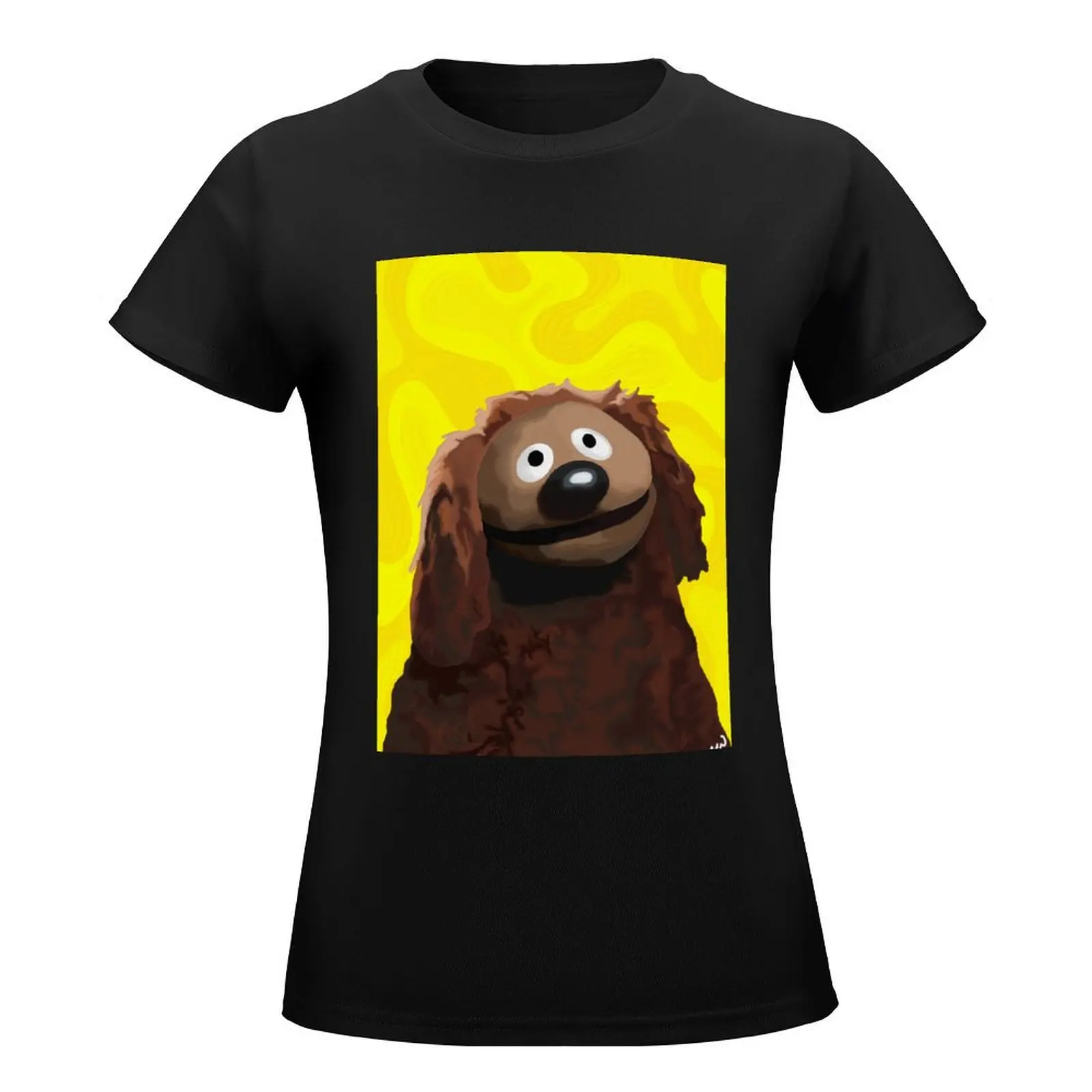 Rowlf The Dog painting portrait (version 2/3 - Yellow background) T-Shirt korean fashion plus sizes T-shirts for Women