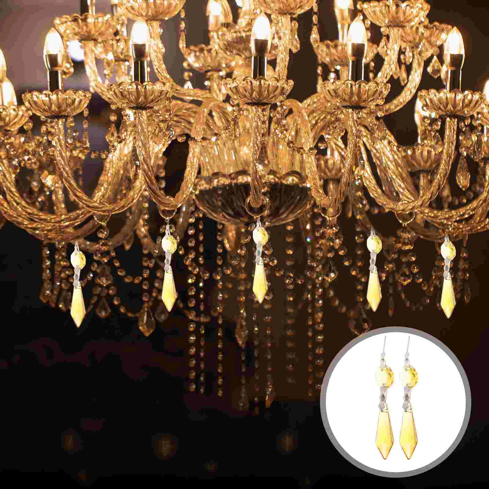 

20 PCS Gold Pendant Light Chandelier Crystal Pendants Prism Yellow Ceiling Lights