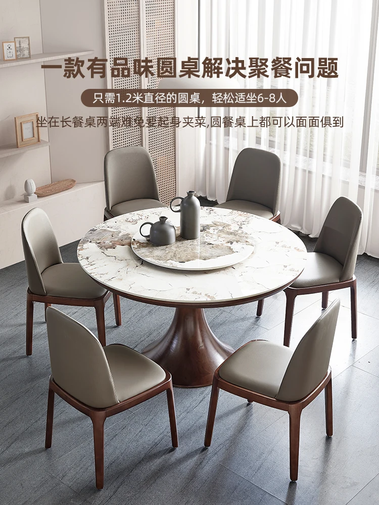 NEW Imported slate dining table can be rotated with turntable, round ash wood small apartment, Japanese-style lonely-style dinin