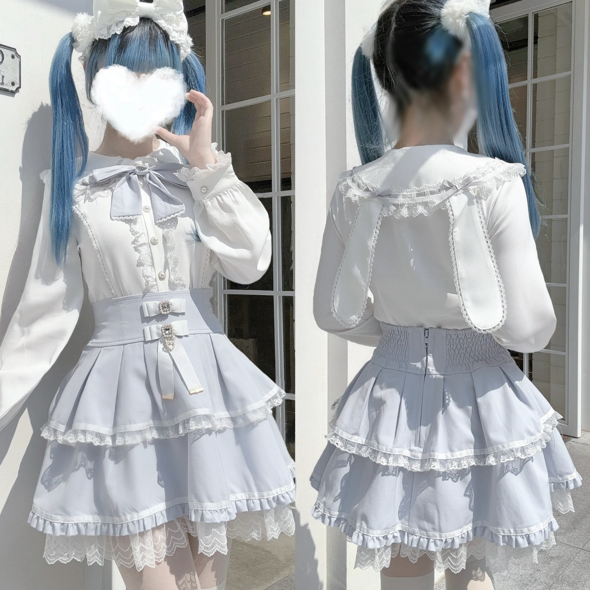 Japanese Subculture Y2K Long Sleeve Shirt Mine Mass-Produced Girl's Rabbit Ears Lolita Shirt Autumn New Japanese Sweet Blouses