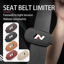 Leather Buckle Clip Adjustable Seat Belt Limiter Anti-skid For Hyundai N LINE i30 i20 Sonata Accent Tucson Elantra Azera