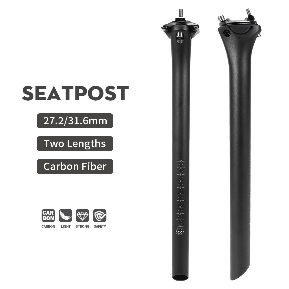 TOSEEK C70 Carbon Seatpost Light Weight 27.2 31.6mm Length350/400mm Matte Black MTB Road Bike Seat Post Seat Tube Bicycle Parts