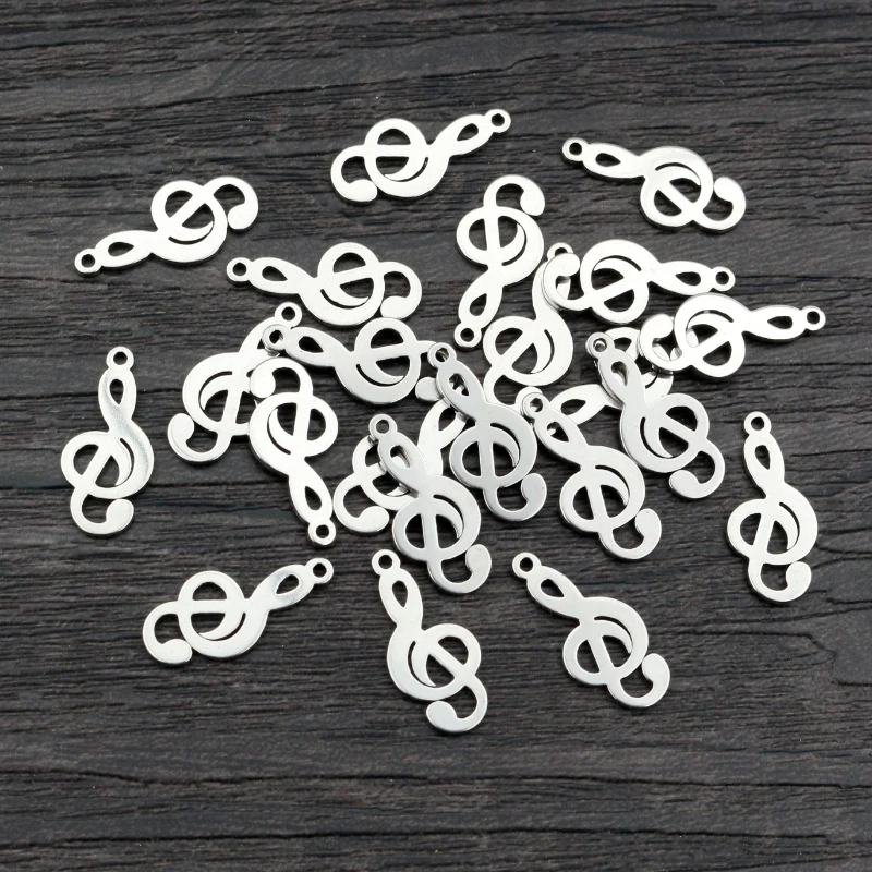 30pcs 16x7mm No Fade Charms 316 Stainless Steel Music Note Cute Necklace Pendant Charms DIY Jewelry Making Accessories Findings