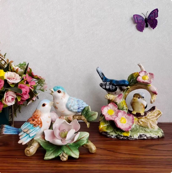 Hand-painted underglaze ceramic bird figurine European-style home soft decor accessory