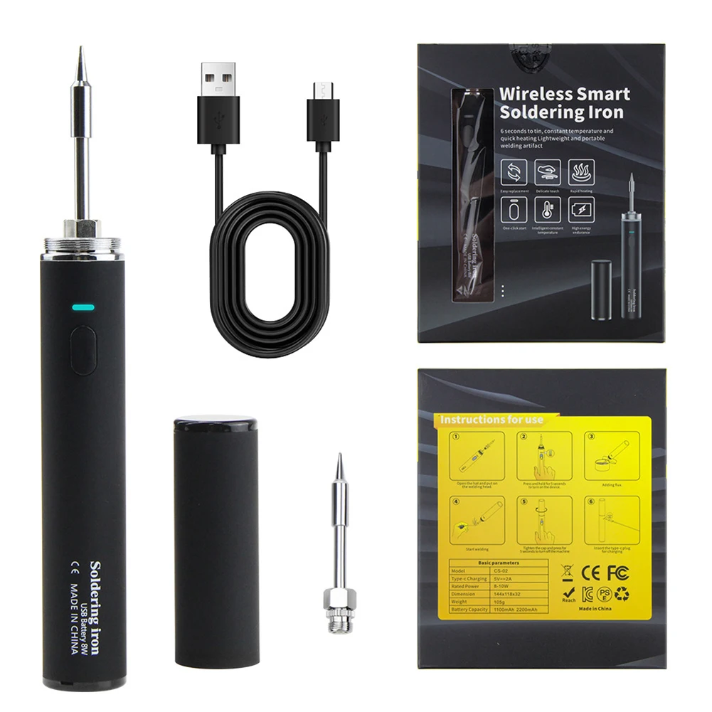 USB Rechargeable Soldering Iron Kit with Custom Temperature Control for Convenient Use on Delicate and Robust Materials
