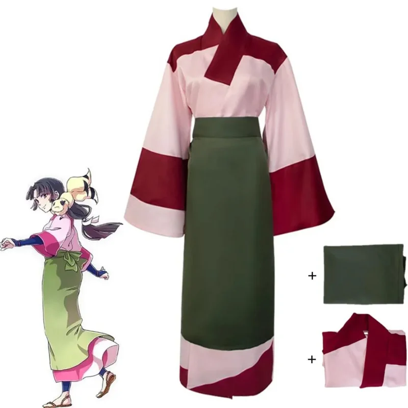 Anime Inuyasha Sango Costume Cosplay Grembiule di Halloween Fodera Uniforme per Uomo Adulto Donna Festa di Carnevale Abito Kimono Giapponese