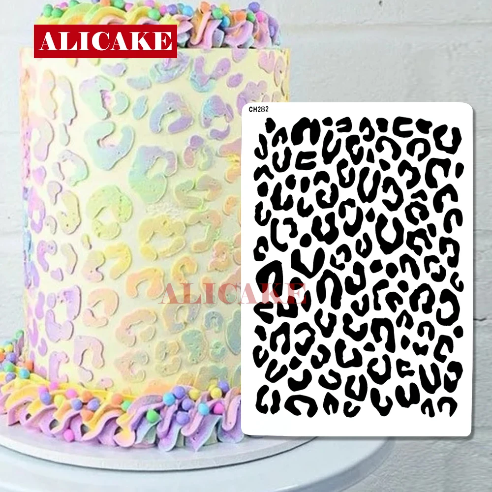 Leopard Cake Stencil Template Engagement Wedding Lace Cake Decorating Fondant Tools Plastic  DIY Drawing Biscuit Mold Stencils