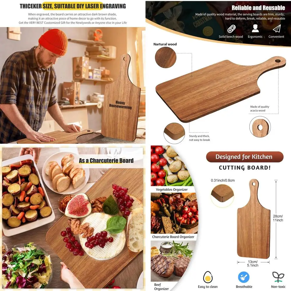 

Mini Acacia Wood Chopping Boards, 24 Pack, 11x5 Inches, Ideal for Wedding and Housewarming Gifts, Laser Engraving Ready