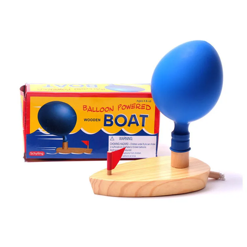 Kids Bath Toys Wooden Balloon Powered Boat Science Experiment Learning Classic Educational Children Early Development Toys