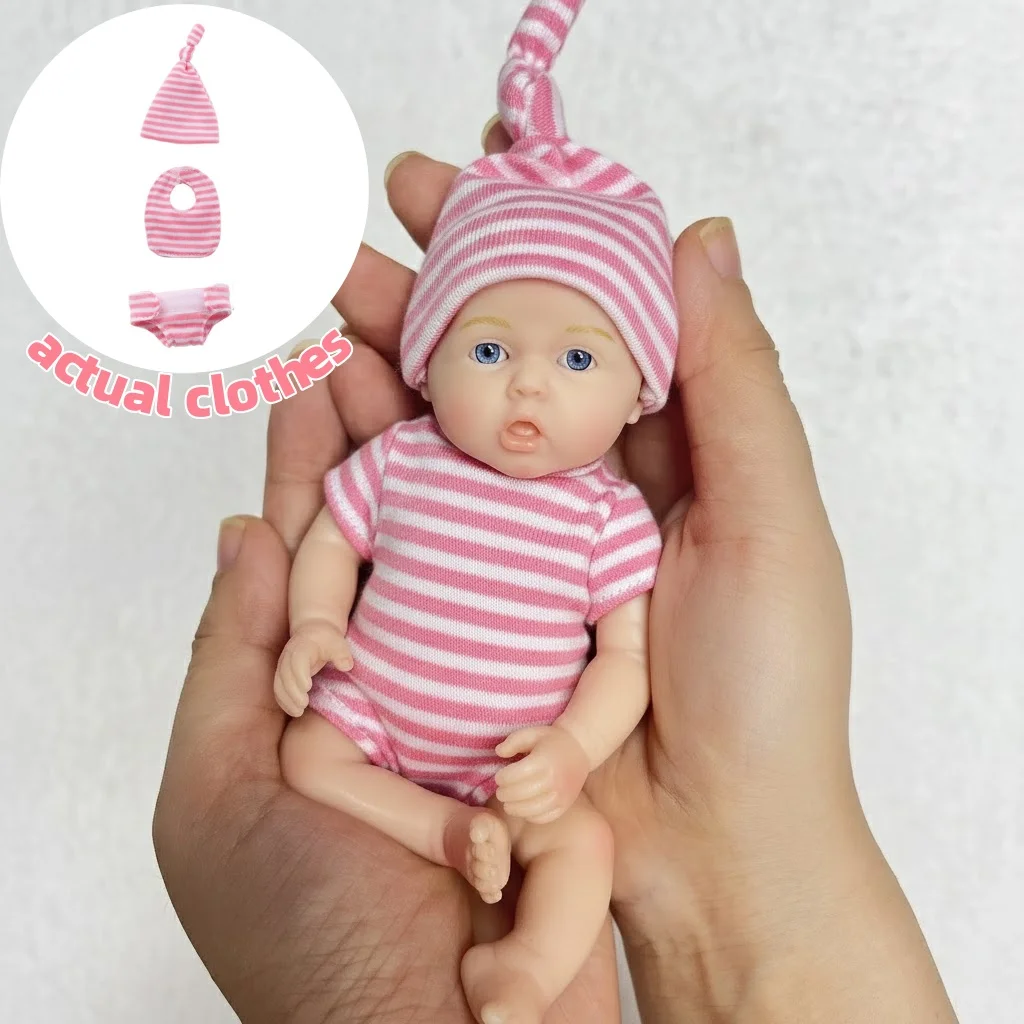 6 cali/15CM Mini urocza cała solidna silikonowa lalka Reborn malowane realistyczne ręcznie robione lalki Reborn na prezent dla dzieci Bebê Reborn — zdjęcie 5