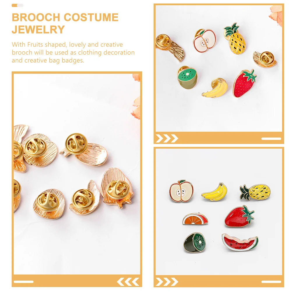 

7Pcs Fruit Clothing Brooch Pin for Women Creative Decorative Badges Durable Fashion Jewelry for Bags Clothes Costume Badges
