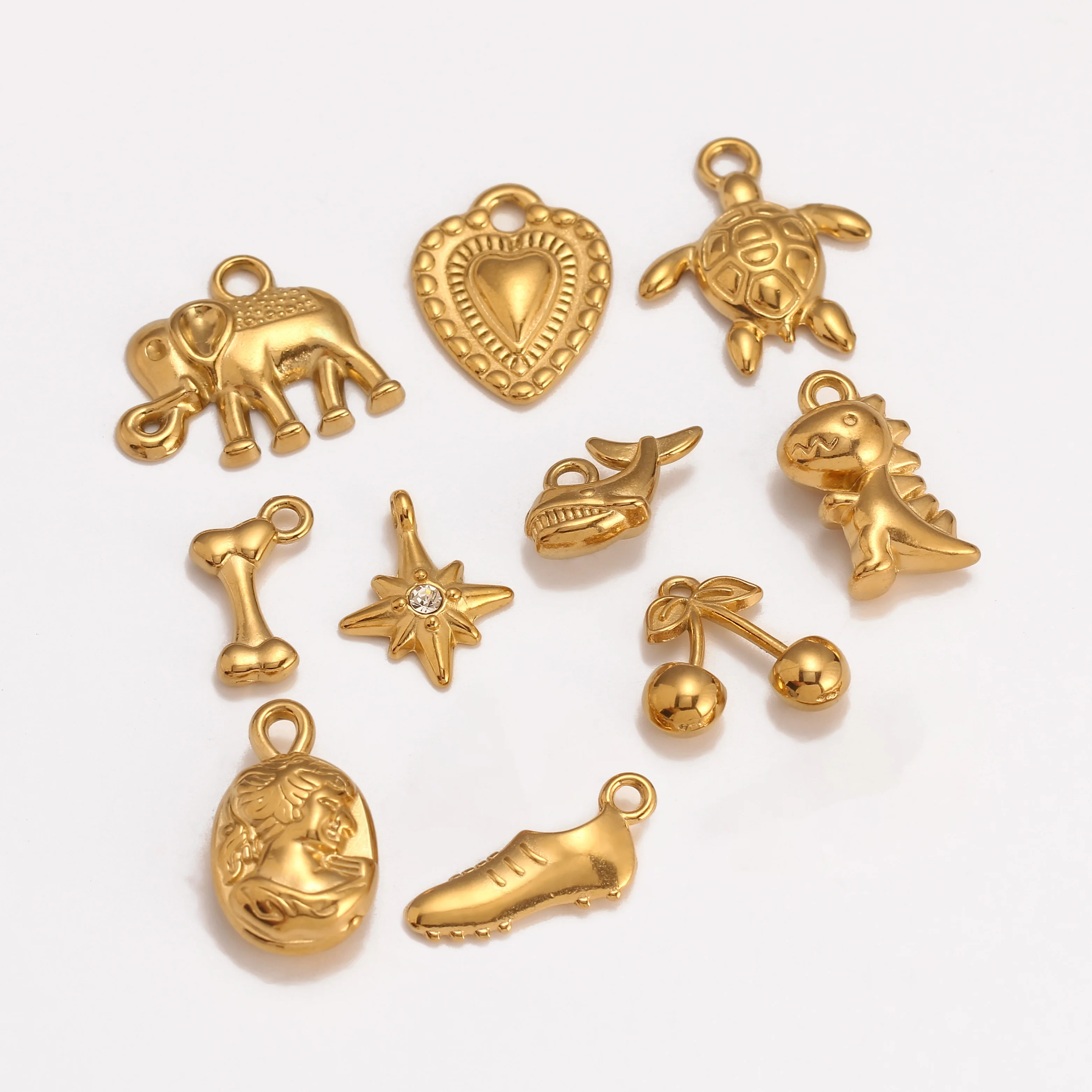 3 Stück schöne Dinosaurier/Wal/Marine Schildkröte/Herz Charms Edelstahl Tiere Anhänger für Halskette Armband DIY Schmuckherstellung – Detail 4