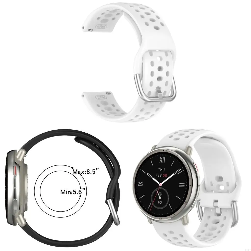 E1PF Fashion Comfortable 20mm Soft Silicone Bracelets Straps Belt For Active 2 Adjustable Wriststrap Exercise and Daily Wear