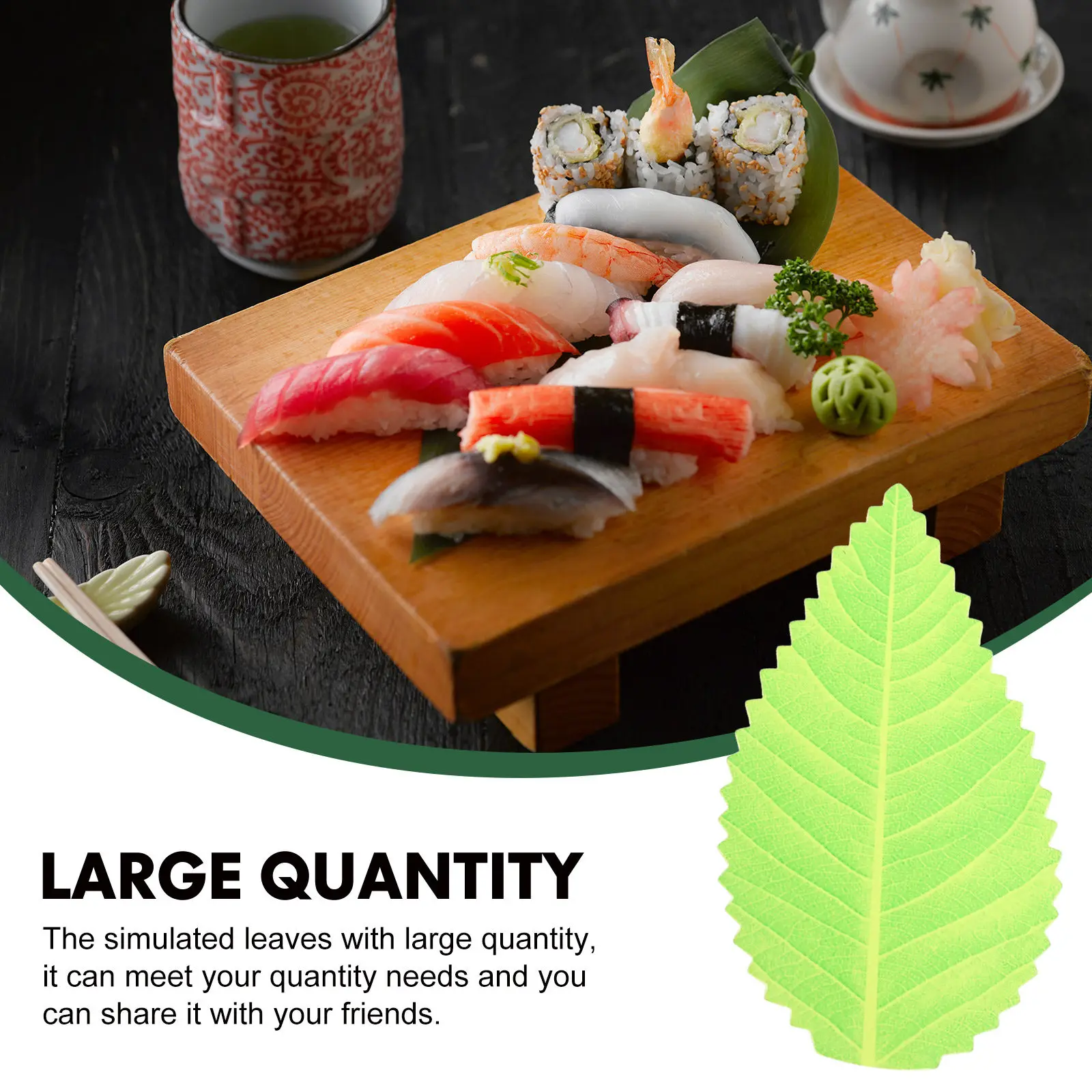 200 pcs Sushi Grass Decorations – Resin Sashimi Leaves for Japanese Food Presentation & Dish Embellishment
