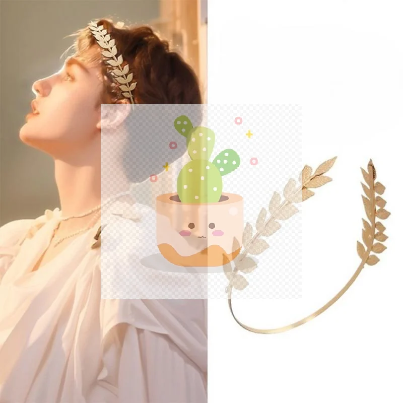 Nowa Retro Złota Opaska na Głowę z Liśćmi Korona Tiara Ozdoba na Głowę Bogini Grecka Biżuteria do Włosów Ślubna Akcesoria do Włosów dla Panny Młodej