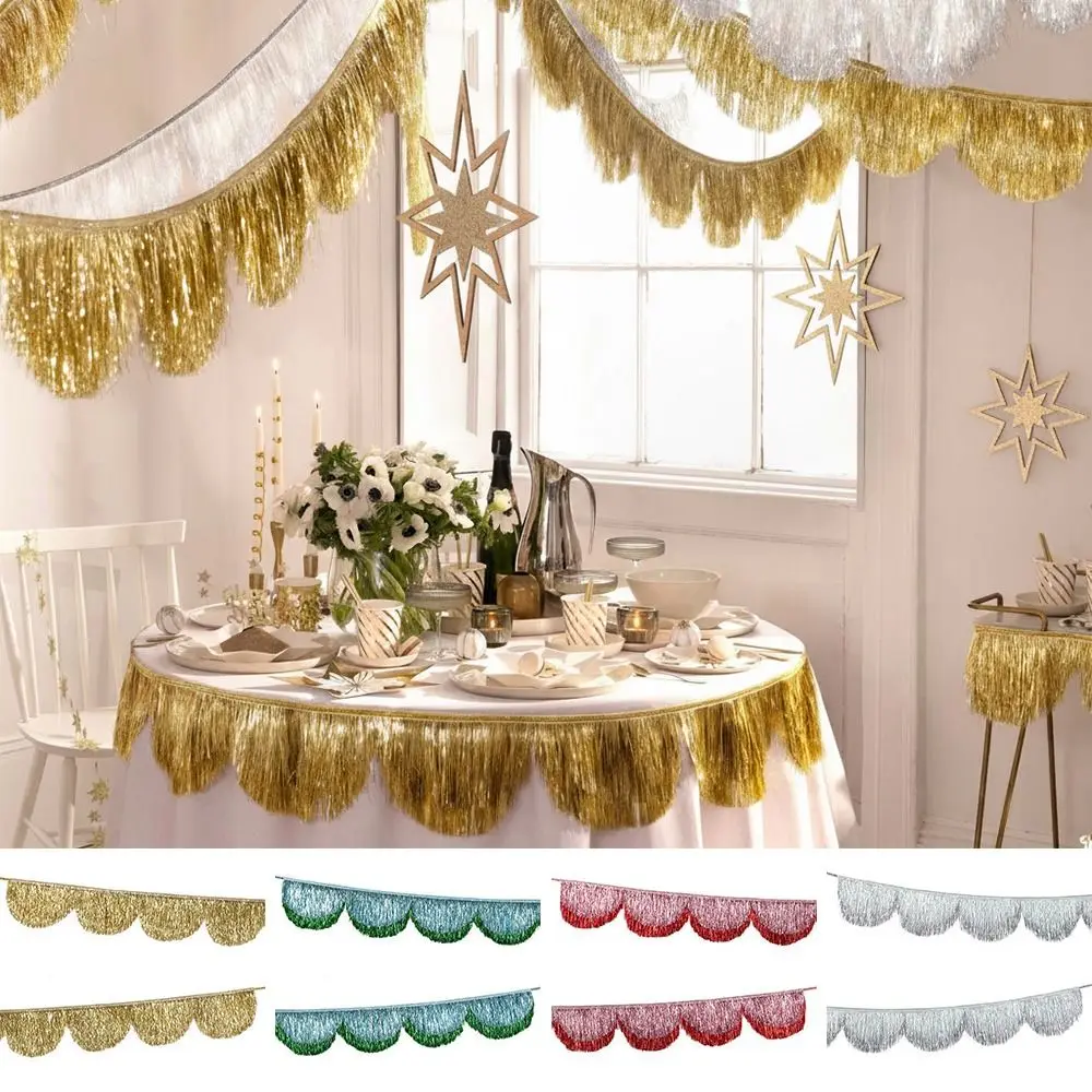 Guirlande de pluie multicolore, ornement de fond en feuille métallique PET à franges, épaississement des franges scintillantes, décoration d'anniversaire