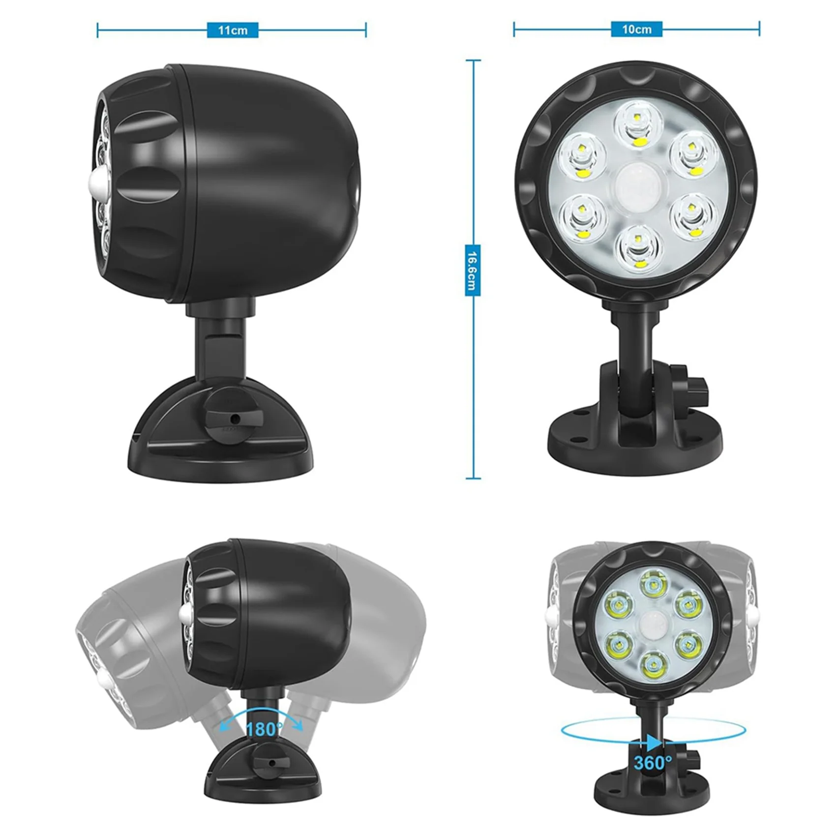 

【COMELY】Уличные светильники с датчиком движения на батарейках, 6 светодиодов, 6000K, автоматическое включение/выключение, 4 шт.