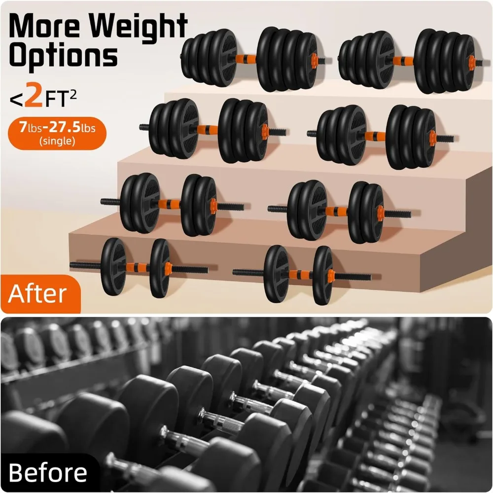 دمبل الكل في واحد قابل للتعديل مع شريط، وKettlebell، وحامل دفع لتدريبات الصالة الرياضية المنزلية