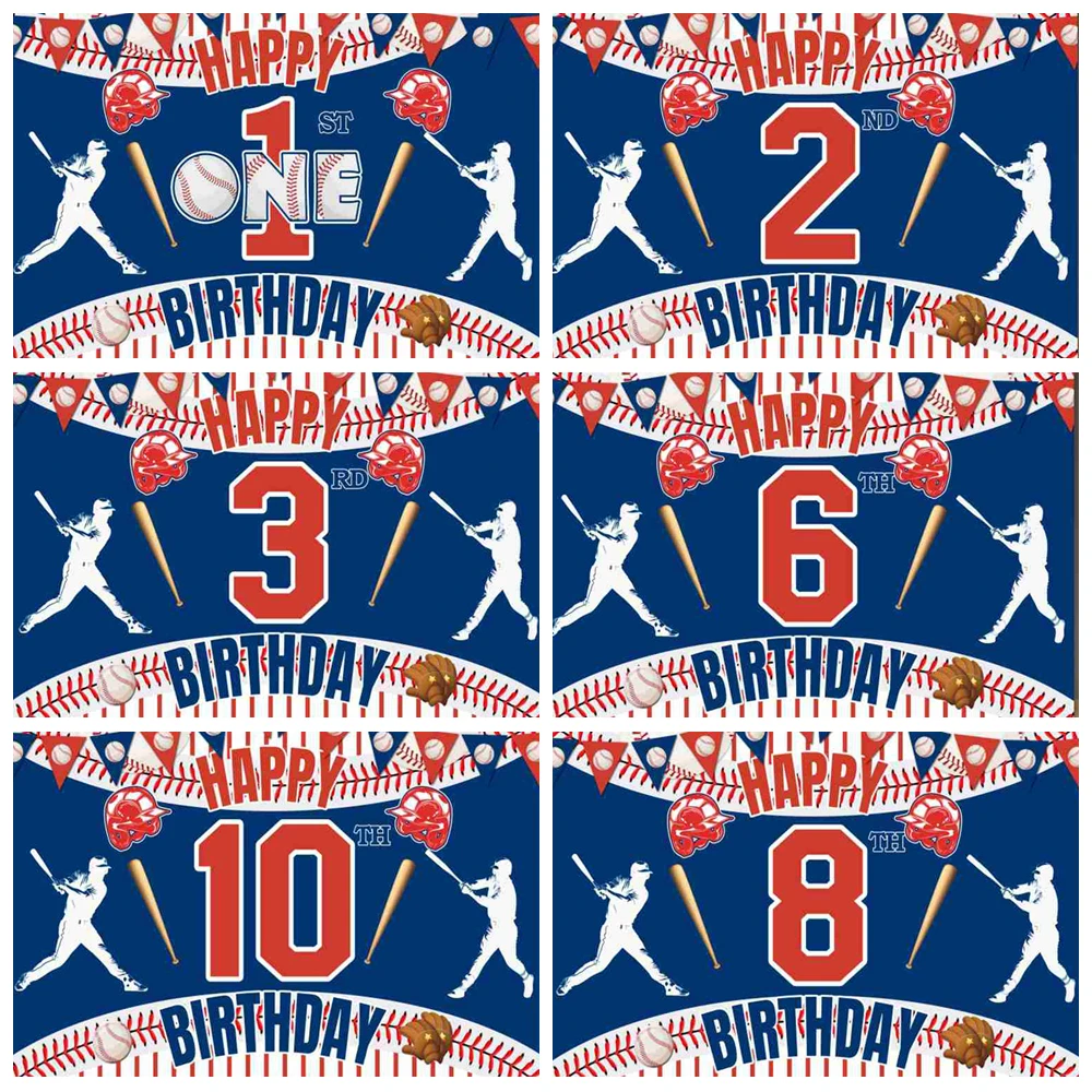 

Baseball Theme Backdrop for Photography Boy Kids 1st Happy Birthday Party Decor Baby Shower Photo Background Photo Studio Props