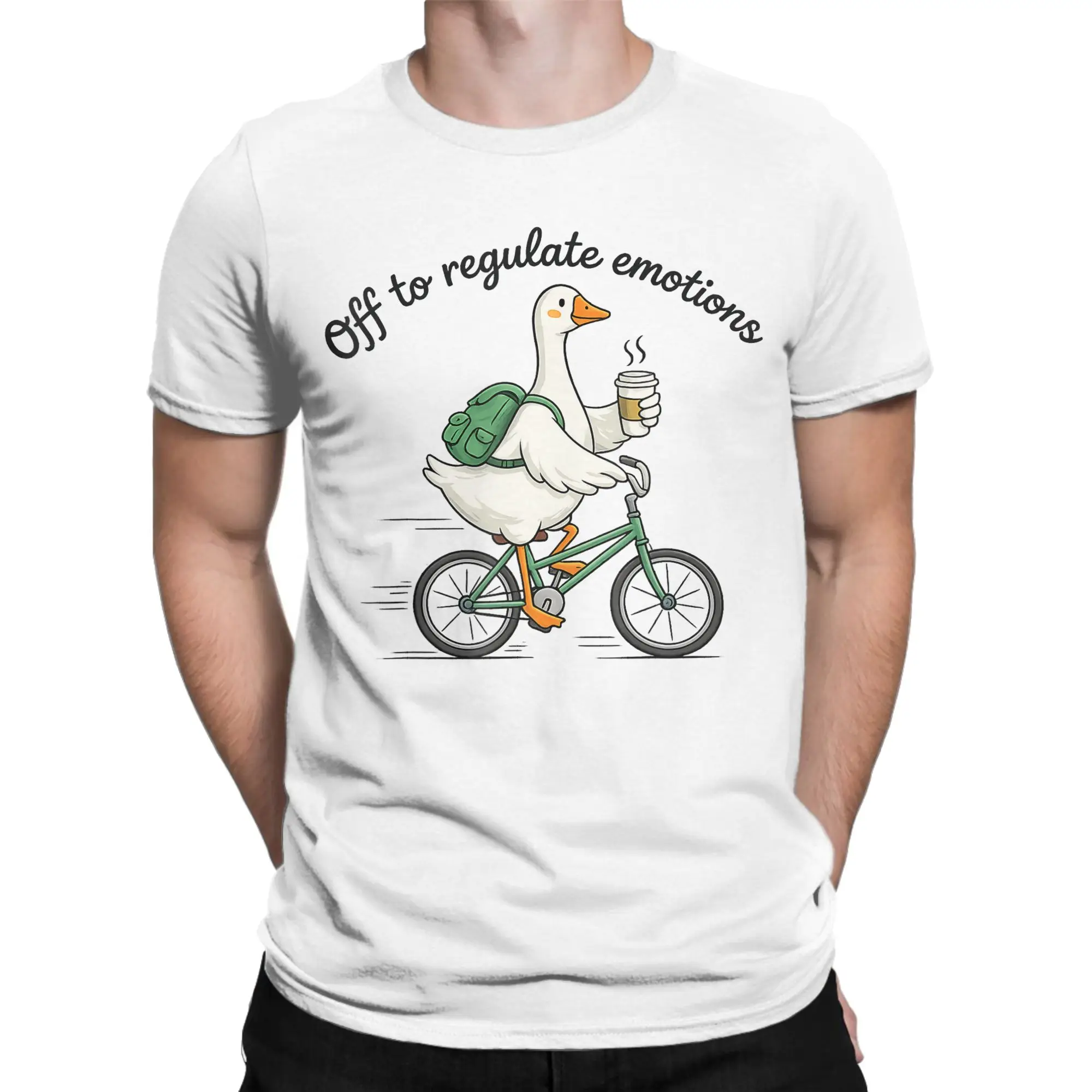 Casual T-Shirt Summer Off to Regulate Emotions Novelty T-Shirts  100% Cotton Tee Shirt for Mens Loose Short Sleeve Clothes