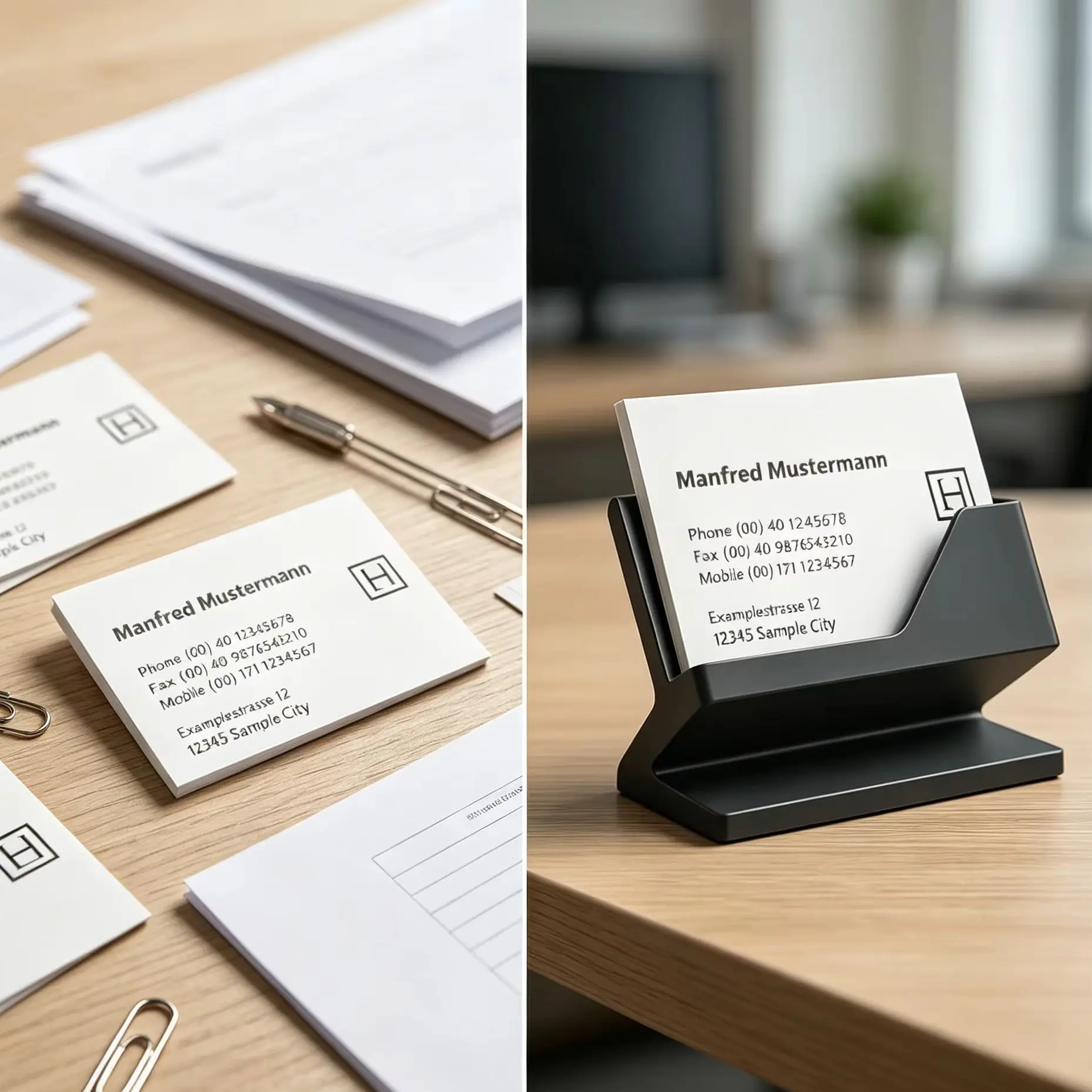 Suporte minimalista para cartões de visita, organizador de mesa de plástico, adequado para armazenamento e exibição de cartões de qualquer tamanho, 1 peça