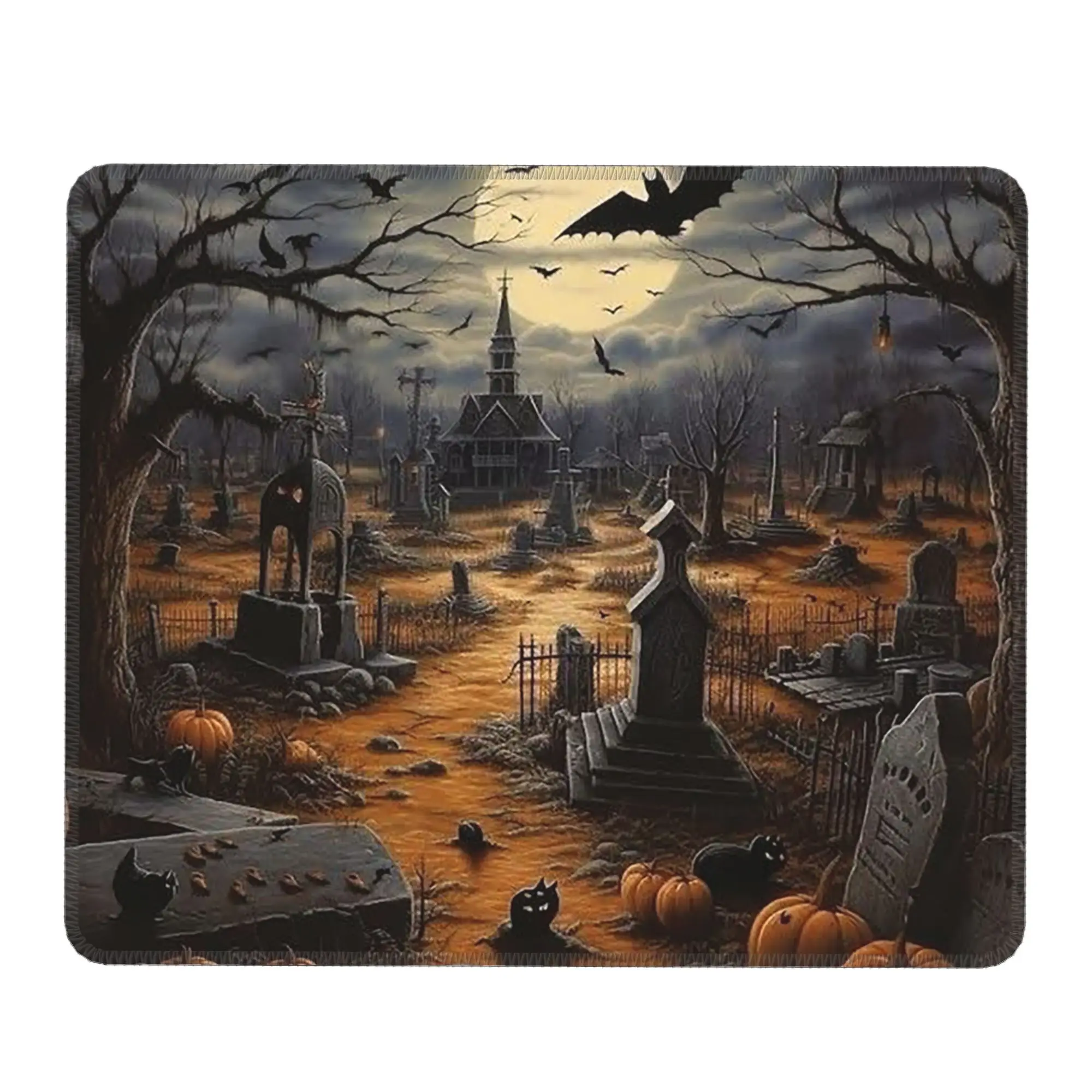 Halloween Pumpkin Castle Graveyard Mouse Pad Computer Keyboard Mouse Mat Gamer PC Laptop Desk Mat Office Table Mats