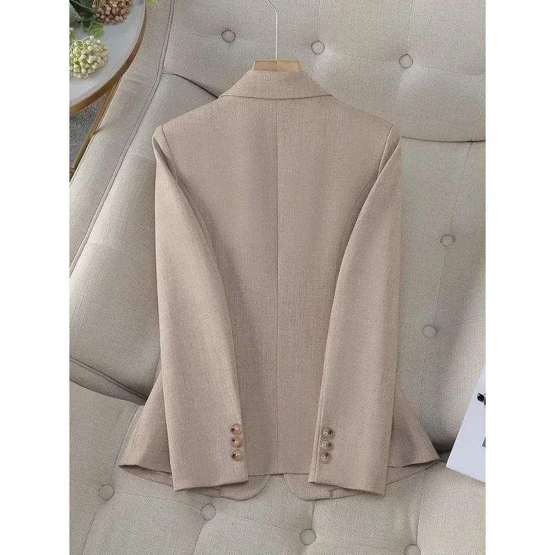 Fashion Women Formal Blazer Ladies Gray Khaki Blue Female Long Sleeve Single Button Business Work Wear Jacket For Autumn Winter