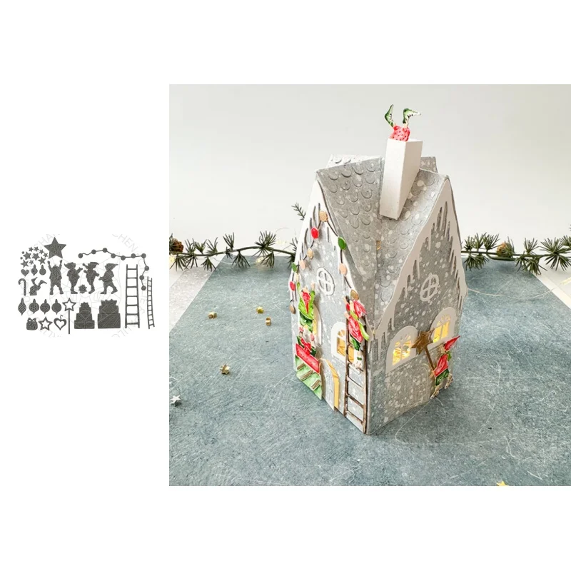 Neues Produkt Vorverkauf Weihnachten Eltern-Kind-Stanzformen DIY Scrapbook Album Dekoration Geprägte Papierkarte