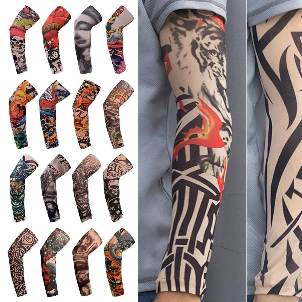 1Pcs Outdoor Sport Flower Arm Sleeves New Sun Protection Summer Cooling Tattoo Arm Sleeves Basketball UV Protection Arm Cover