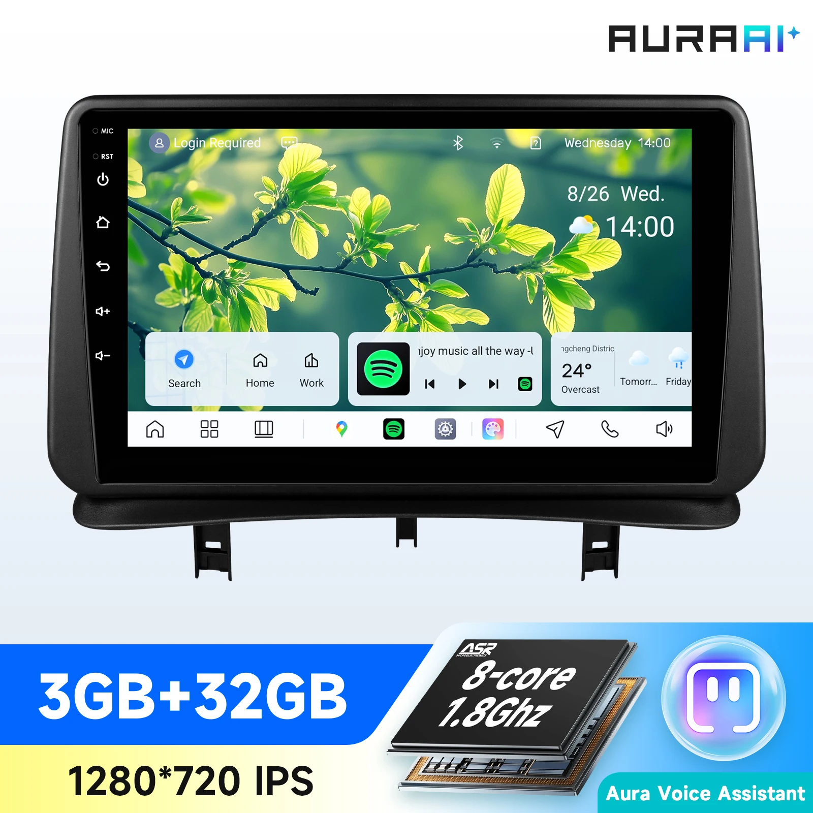 OSSURET For Renault Clio 3 2005-2014 Carplay Car Intelligent System GPS Navi Android Auto Radio WiFi RDS 4G OBD 3D Car Model DSP