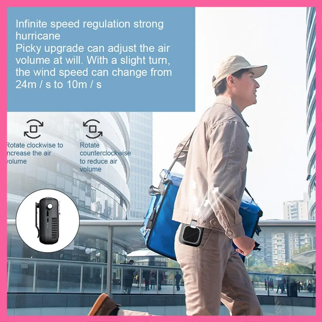 

Портативный персональный подвесной поясной вентилятор ABNM с перезарядкой 10000 мАч, тихий носимый электрический вентилятор, ручной кондиционер