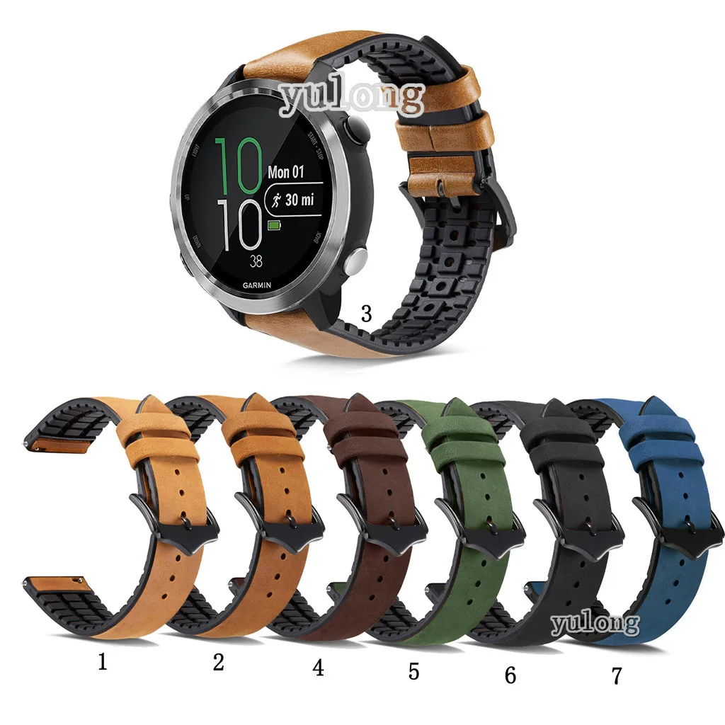 

Genuine Leather + Silicone Strap for Garmin Forerunner 265 255 245 245M 645 645M 55 158 165 Music Smart Watch Band