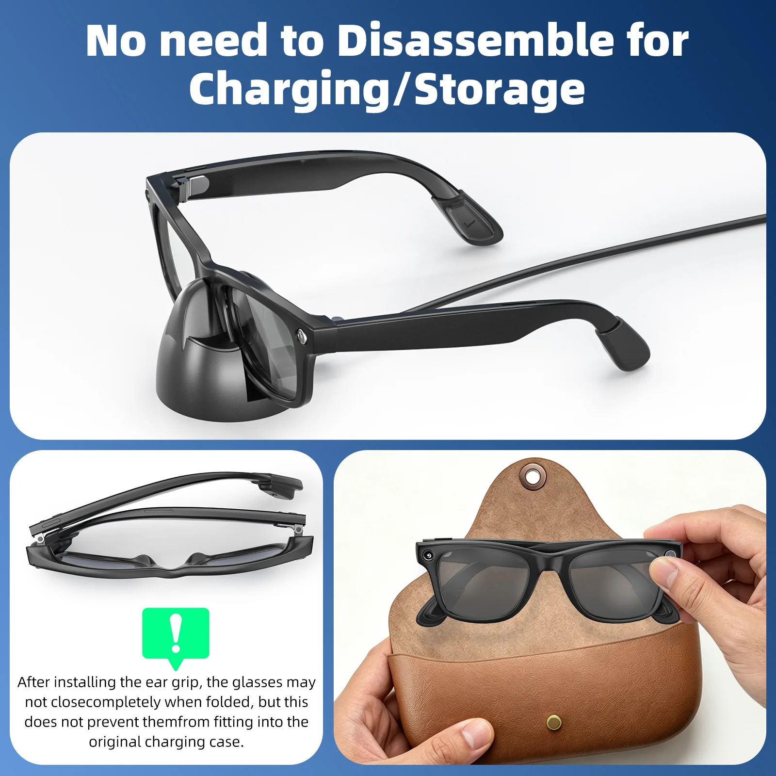 3 Paar rutschfeste Silikon-Brillen-Ohrbügel für Ray-Ban Meta Wayfarer/Skyler/Headliner&Gen 2 Smart Glasses, elastischer Halter – Detail 5