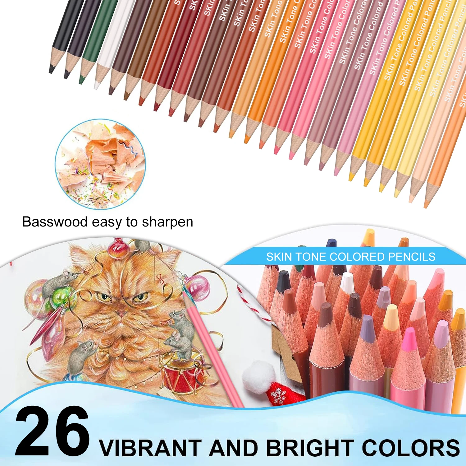 16-72 Farben im Set, Hautfarbene Buntstifte für Porträt- und Hautfarbenkünstler, Perfekt für Künstler zum Zeichnen, Färben, Schichten und Verblenden – Detail 6
