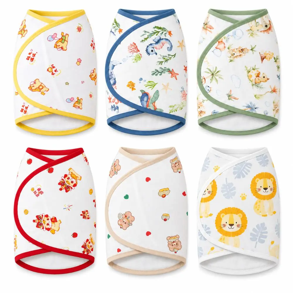 Comfortable Anti-startle Baby Sleeping Bag Cotton Single Layer Newborn Sleep Bag Wrap Cartoon Newborn Wrap